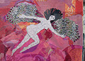 La femme aux ailes déployées collage soie sur tarlatane