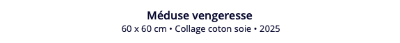 Méduse vengeresse 60 x 60 cm • Collage coton soie • 2025